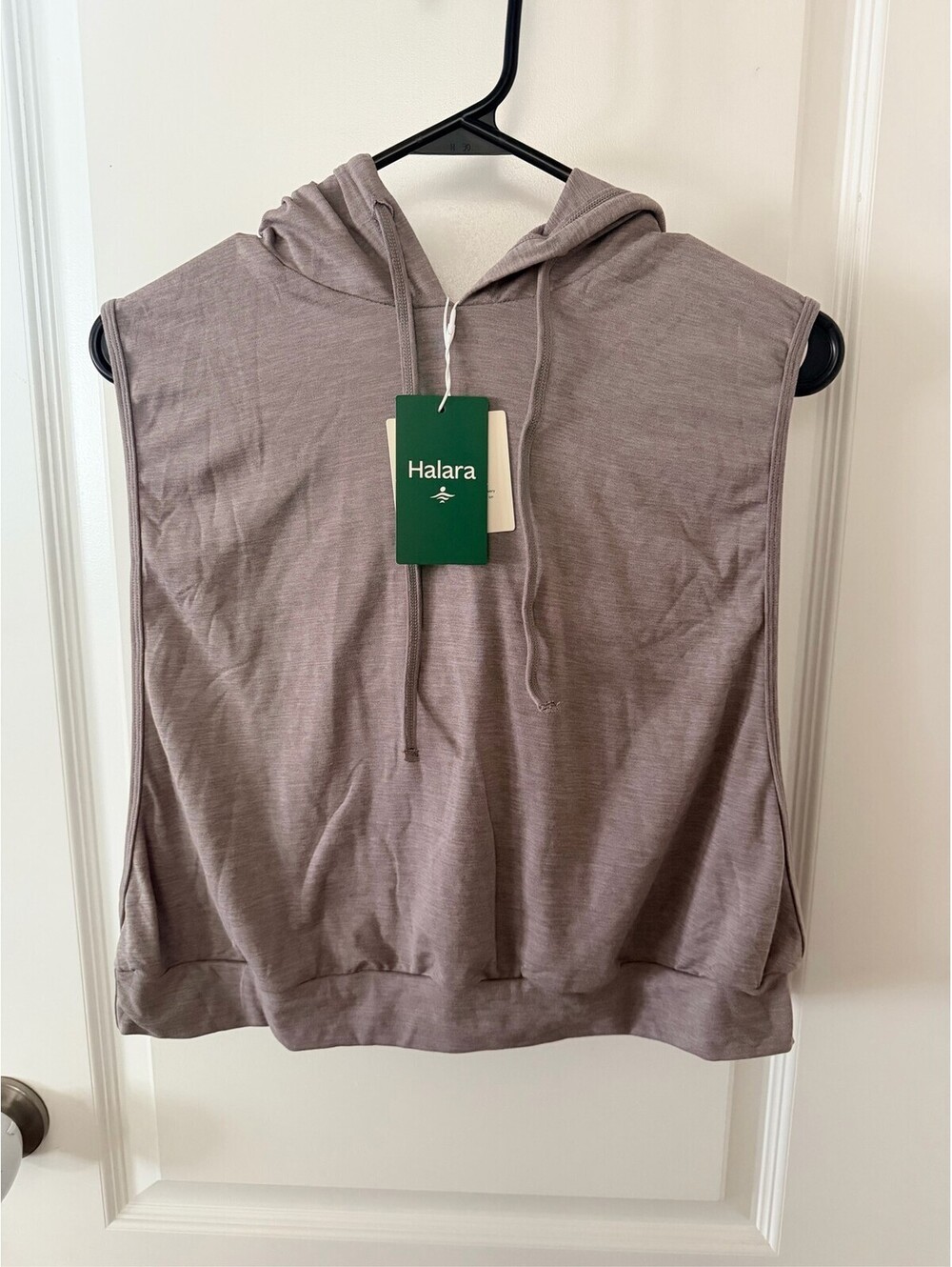 Halara Womens Sleeveless Cropped Hoodie Drawstring Tank Gray Sz L (0013)